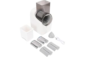 WODHMIEY Electric Cheese Grater, Spiral Vegetable Shredder, Multi Functional Food Cutter with Interchangeable Blades for Carr