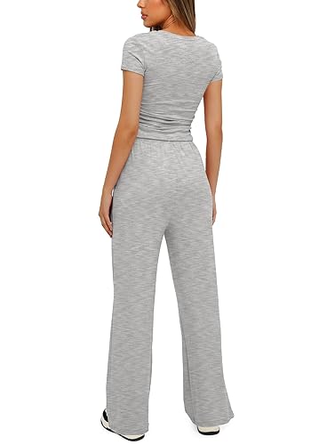 Darong Women's Piece Outfits Lounge Sets Ruched Short Sleeve