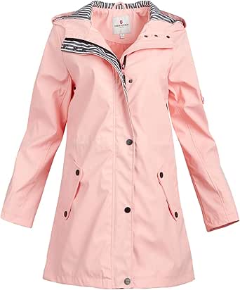 URBAN REPUBLIC Women’s Lightweight Hooded Raincoat Jacket with Cinched Waist