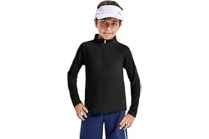 Haloumoning Boys Quarter Zip Sweatshirt Long Sleeve Athletic Pullover for Kids Workout Tops 5-14 Years