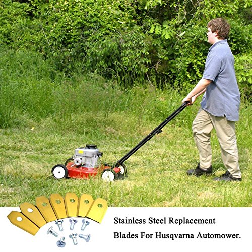 Magicfun Cuchilla de Repuesto para Husqvarna Automower, 30 Hoja De Repuesto de cortacésped + Tornillos para cortacésped en Jardín
