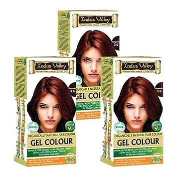 Indus Valley Organically Natural Gel Hair Colour Burgundy 3.6 Pack of 3