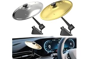 VERORAL 2 Pack Car Cymbal Air Vent, Mini Car Crash Cymbals for Car Dashboard, Mini Car Drum and Cymbal Style Vent Clip for Fun Driving, Drummer Music Lovers Gift(Silver & Gold)