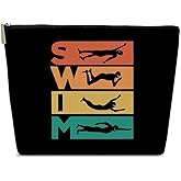 Ythuil Swimming Gifts for Women Makeup Bag, Swim Bags for Swimmers, Birthday Thank You Gifts for Team Coach Teachers Female Her, Retro Cosmetic Pouch for Purse, Team Makeup Pouch for Accessories