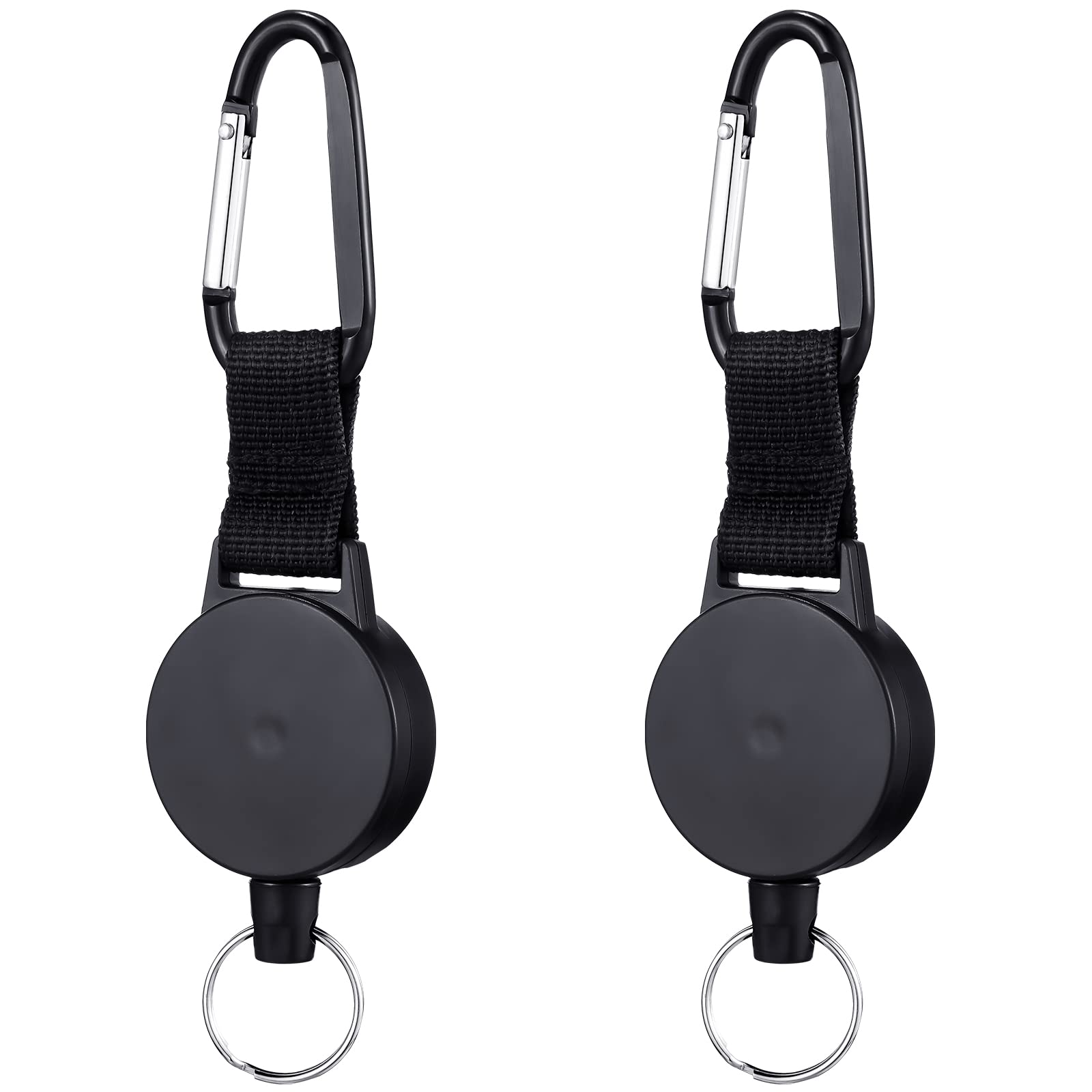 Heavy-Duty Retractable Key Chain with 25 Inch Stainless Cable, 2 Pack