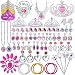 Hicdaw 71PCS Princess Pretend Jewelry Toy Girls Dress Up Jewelry with Princess Wand Tiara Necklace Earrings Rings Bracelets for Birthday Party Favor Gift for Girls