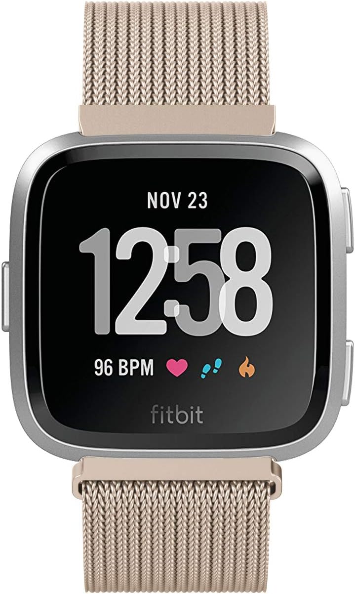 Yutior Metal Bands Compatible with Fitbit Versa 2 / Fitbit Versa Lite & SE/Fitbit Versa Smart Watch, Stainless Steel Metal Replacement Small Large for Women Men, Black, Champagne, Rose Gold, Silver