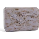 Pre de Provence Artisanal Soap Bar, Enriched with Organic Shea Butter, Natural French Skincare, Quad Milled for Rich Smooth Lather, Lavender, 8.8 Ounce