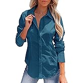 siliteelon Women's Button Down Shirts Long Sleeve Dress Shirts Wrinkle Free Collared Work Office Solid Blouses Corset Tops
