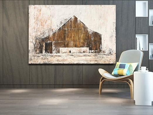 Yihui Art Farmhouse Rustic Wall Decor Barn Canvas Wall Art Painting Pictures For Living Room Amazon Ca Home Kitchen