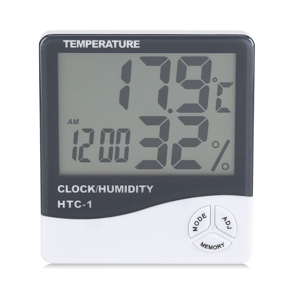 Thermometer Humidity Monitor Temperature Meter Indoor Digital LCD Display Wireless Hygrometer with Alarm Clock