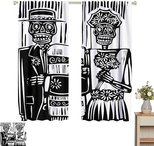 Amazon Com Hengshu Day Of The Dead Blackout Window Curtains