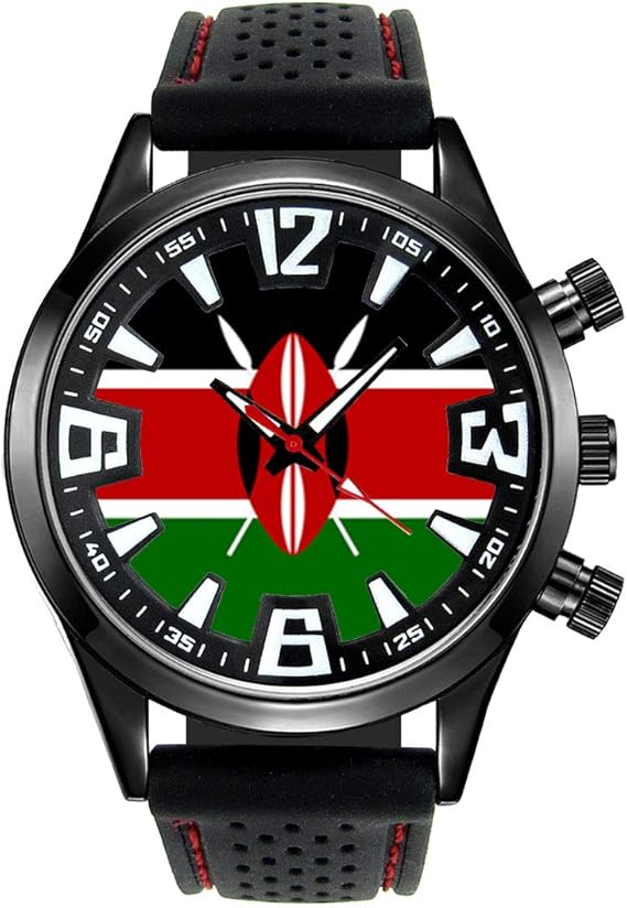 Amazon ケニア国旗 メンズブラックゼリーシリコンウォッチ メンズ腕時計 腕時計 通販