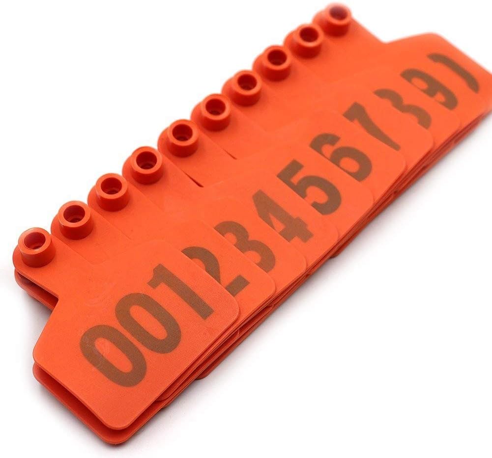 100 Sets Cattle Ear Tags TPU Material Cow Ear Tag with Number 001-100 (Orange) - Image 3