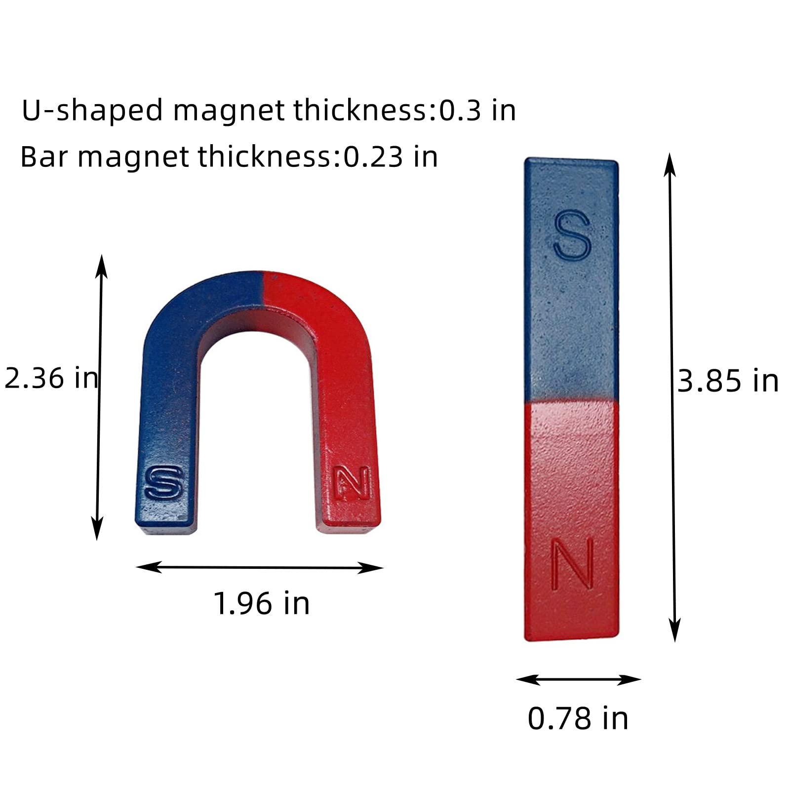 Physics Science Kids Magnet Kit for Education Experiment School Home, Educational Horseshoe & Bar Magnets Set with North and South Identified for Kids Students Teachers