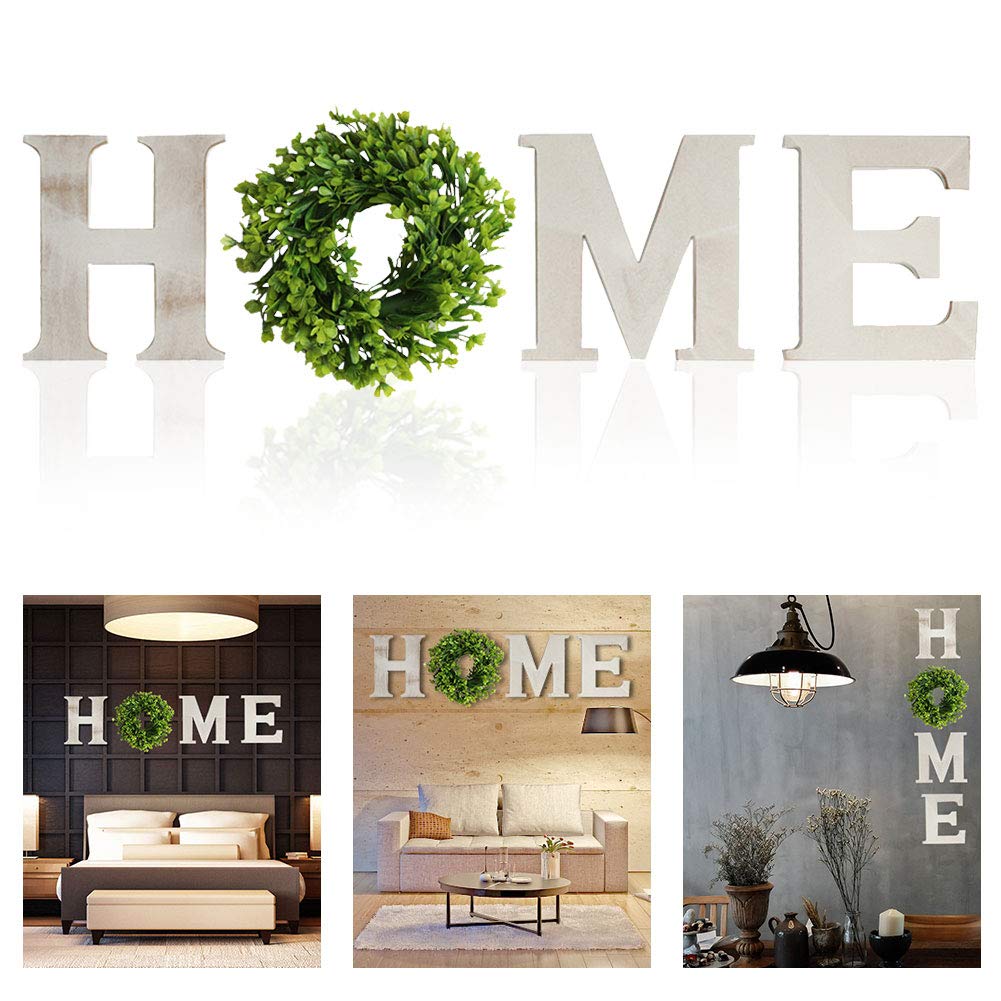 Home Accessories - Large Wooden Letters With Wreath for Wall, Rustic Farmhouse Family Wall Decor, Hanging Sign for Living Room, Entry Way, New Home Ornament
