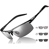 TJUTR Mens Photochromic Sunglasses Day & Night Driving Z87 Sun Glasses Polarized UV400 Protection Safety Glasses