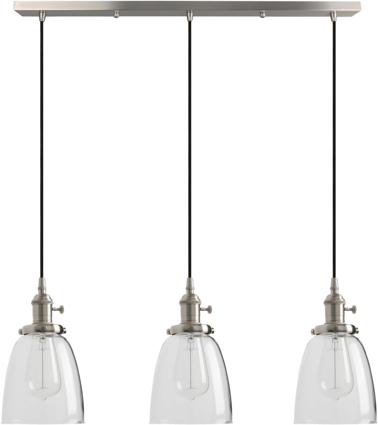 Pathson Industrial Modern Vintage Loft Bar Kitchen Ceiling Pendant Lights Fittings Cluster Chandelier Glass Lampshade Hanging 3 Lights Fixture For Island Living Room Dining Room Bedroom Brushed Amazoncouk Lighting