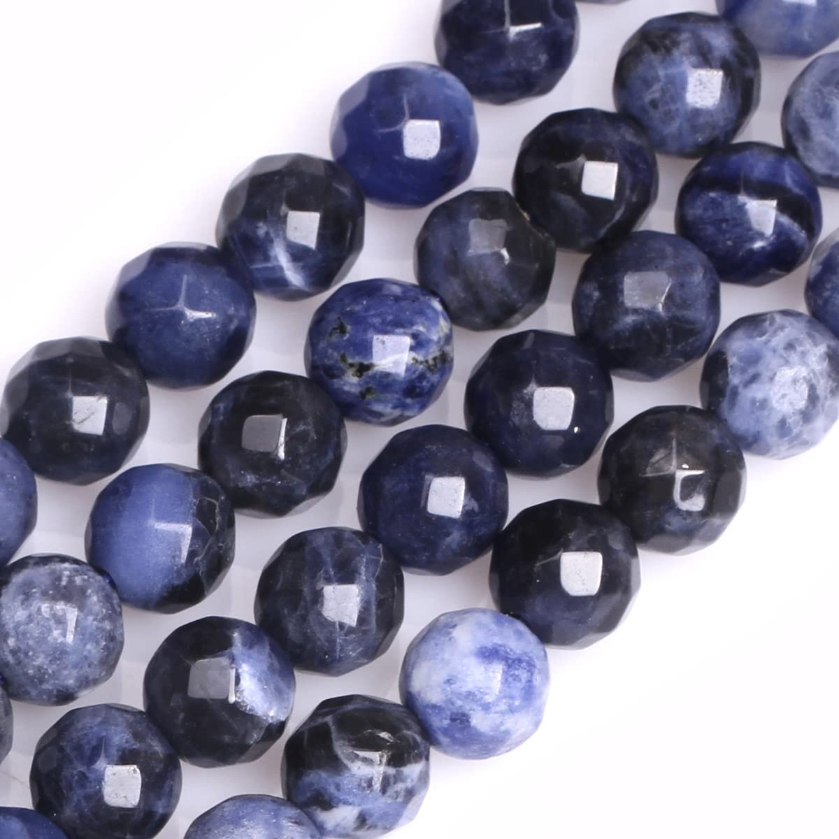 GEM-INSIDE CREATE YOUR OWN FASHION Sweet & Happy Girl's Store 8mm Round Faceted Gemstone Sodalite Beads Strand 15 Inch Jewellery Making Beads
