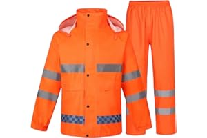 THATRICH High Visibility Safety Jackets for Men Rain Suit Sets Reflective Lightweight Rain Gear Waterproof Jacket with Pants