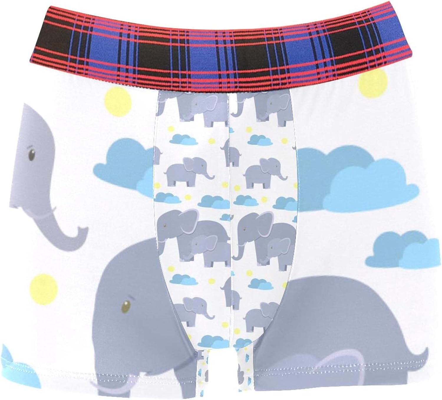 DEYYA Cartoon Elephants Mom Baby Cloud Print Men's Breathable Underwear