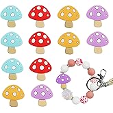 12PCS Silicone Focal Beads, Silicone Mushroom Beads Silicone Pen Beads Bulk Silicone Spacer Beads for DIY Craft Garland Keychain Lanyard Necklace Bracelet Jewelry Making Accessories Handmade Crafts