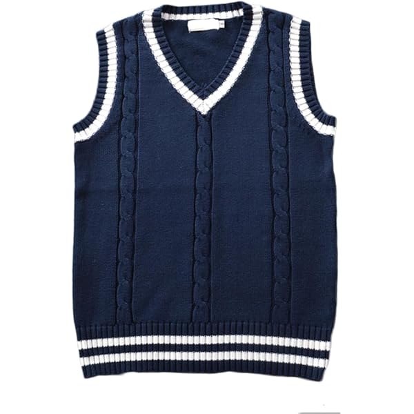 Men Women Knitted Cotton V-Neck Vest JK Uniform Pullover