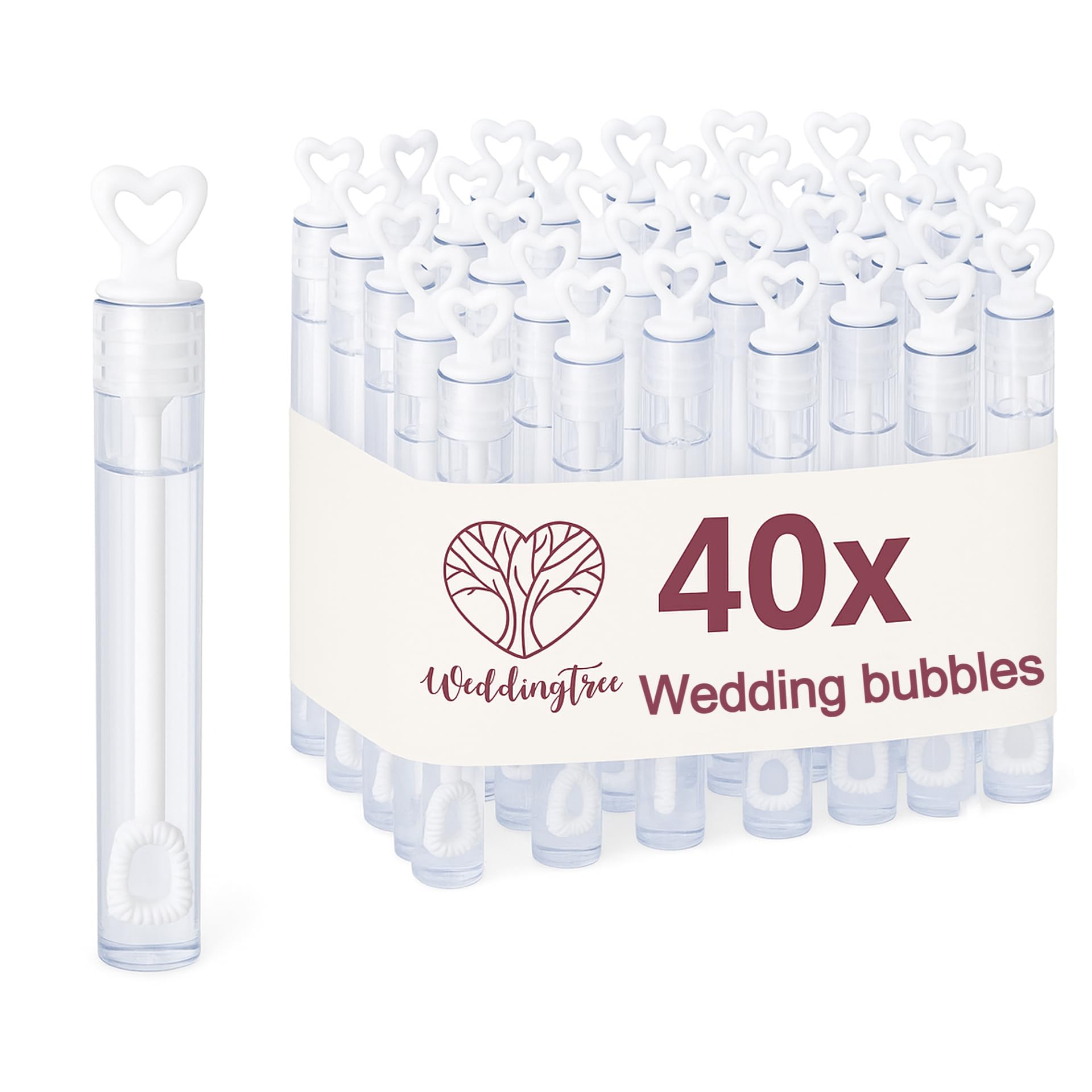 WeddingTree 40x Soap Bubbles with Heart Grip for Wedding, Birthday, Valentine's Day - Wedding Favours for Guest