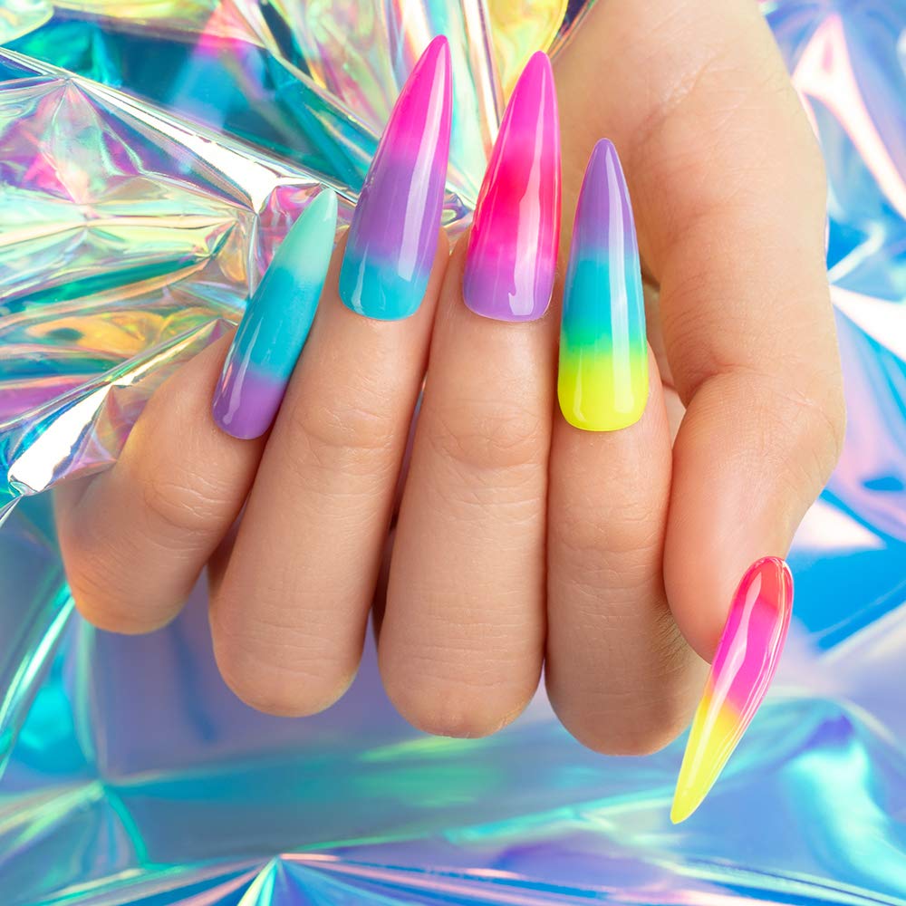 Beetles Gel Nail Polish Set, Forever Young Collection Turquoise Purple Blue Neon Yellow Gel Polish Hot Pink Gel Nail Lacquer Kit Nail Art Manicure, 7.3ml Each Bottle : Beauty