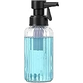 Automatic Foaming Soap Dispenser, 17oz Clear Glass Hand Soap Dispenser with ABS Touch Sensor Pump Battery Operated, Dish/Hand Soap Refillable for Bathroom Kitchen (Black)