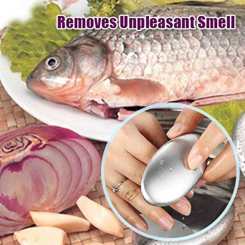 FakMe Stainless Steel Soap Bar Odor Remover Kitchen Soap Clearance Remover Fish/Onion/Garlic Deodorize Gadget Tools (2PCS, Silver)