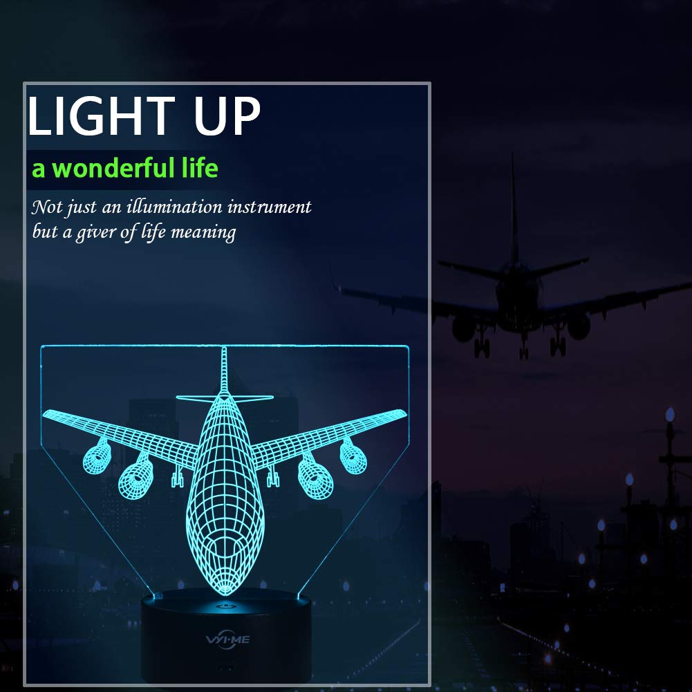 LED Visual 3D Lamp, Aircraft Illusion Night Light for Nursery Bedroom Desk Table Decoration, Creative Festival Birthday Day Children Gift (Aircraft 1)