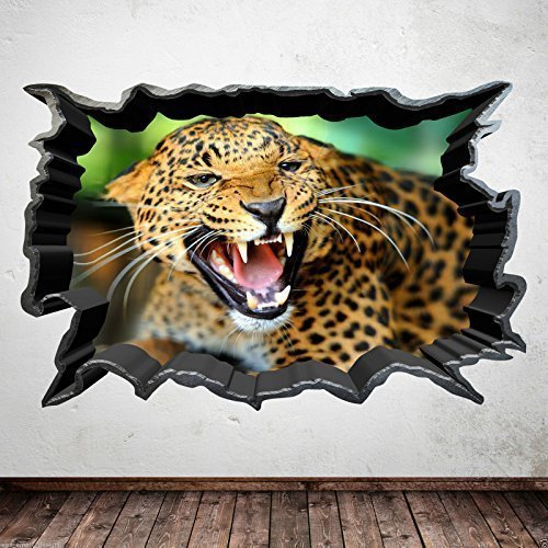 smiling leopard wall sticker green 