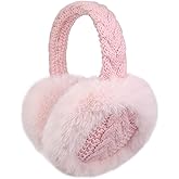 LCXSHYE Winter Women Ear Muffs Warm Knit Ear Warmers Girls Foldable Fuzzy Thick Earmuffs for Outdoor