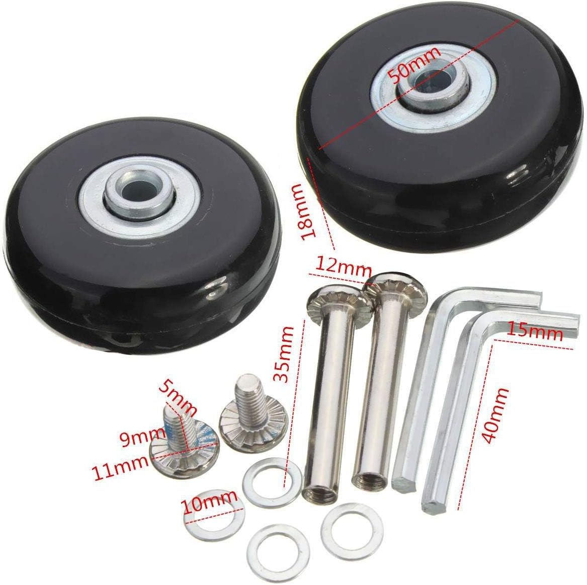 ICTRONIX Pair Luggage Suitcase Replacement Wheels Repair Axles Repair Kit