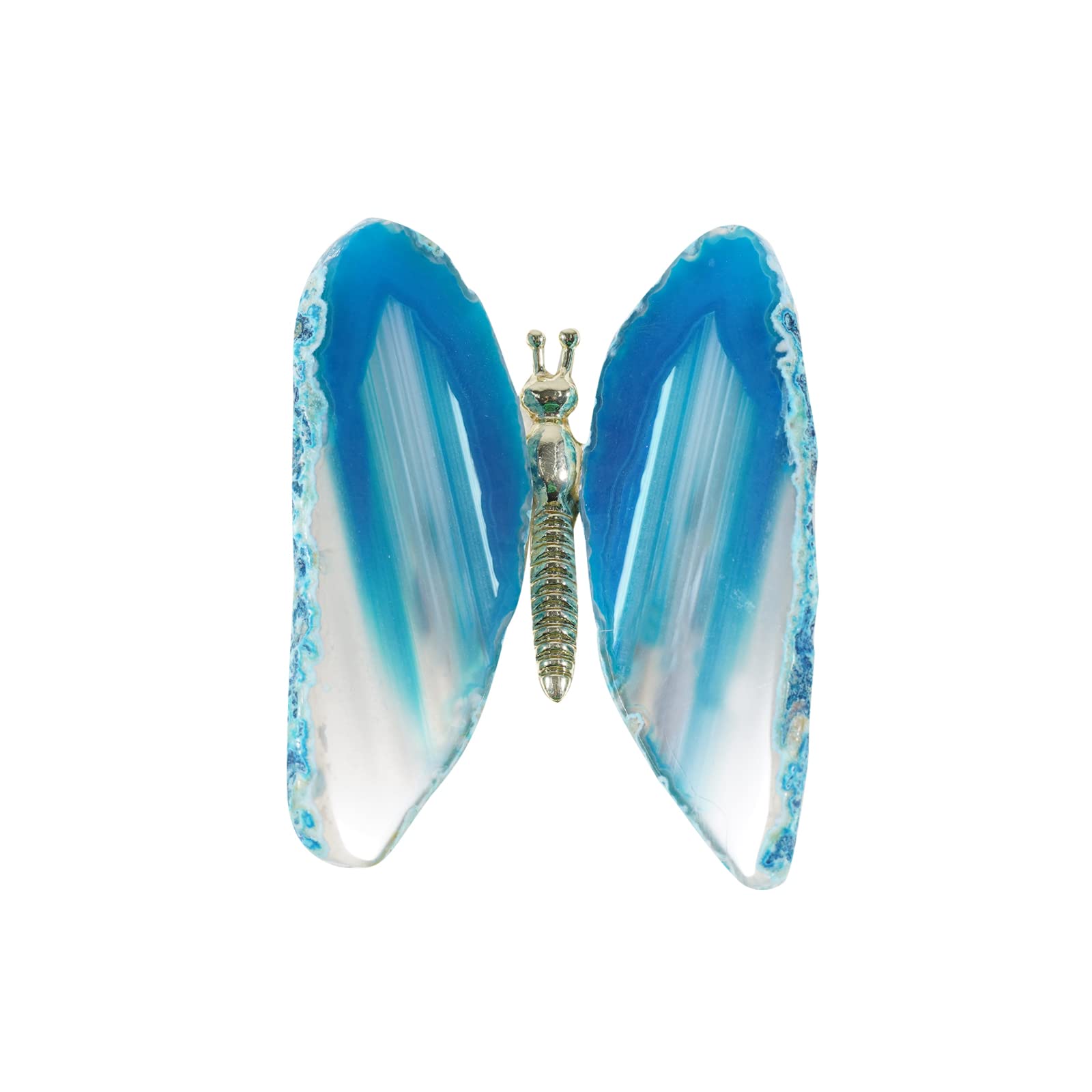 soulnioi Natural Crystal Stone Butterfly-Shpaed Quartz Ornament for Home Decor, Natural Agate Raw Crystal Butterfly Healing Stone for Reiki Meditation Feng Shui Decoraion (Blue)