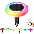 intelamp Colorful Solar Lights Outdoor 6 Packs, Color Changing Solar Lights Outdoor with Remote Control, Solar Garden Lights Color Changing for Garden, Pathway, Pool, Yard