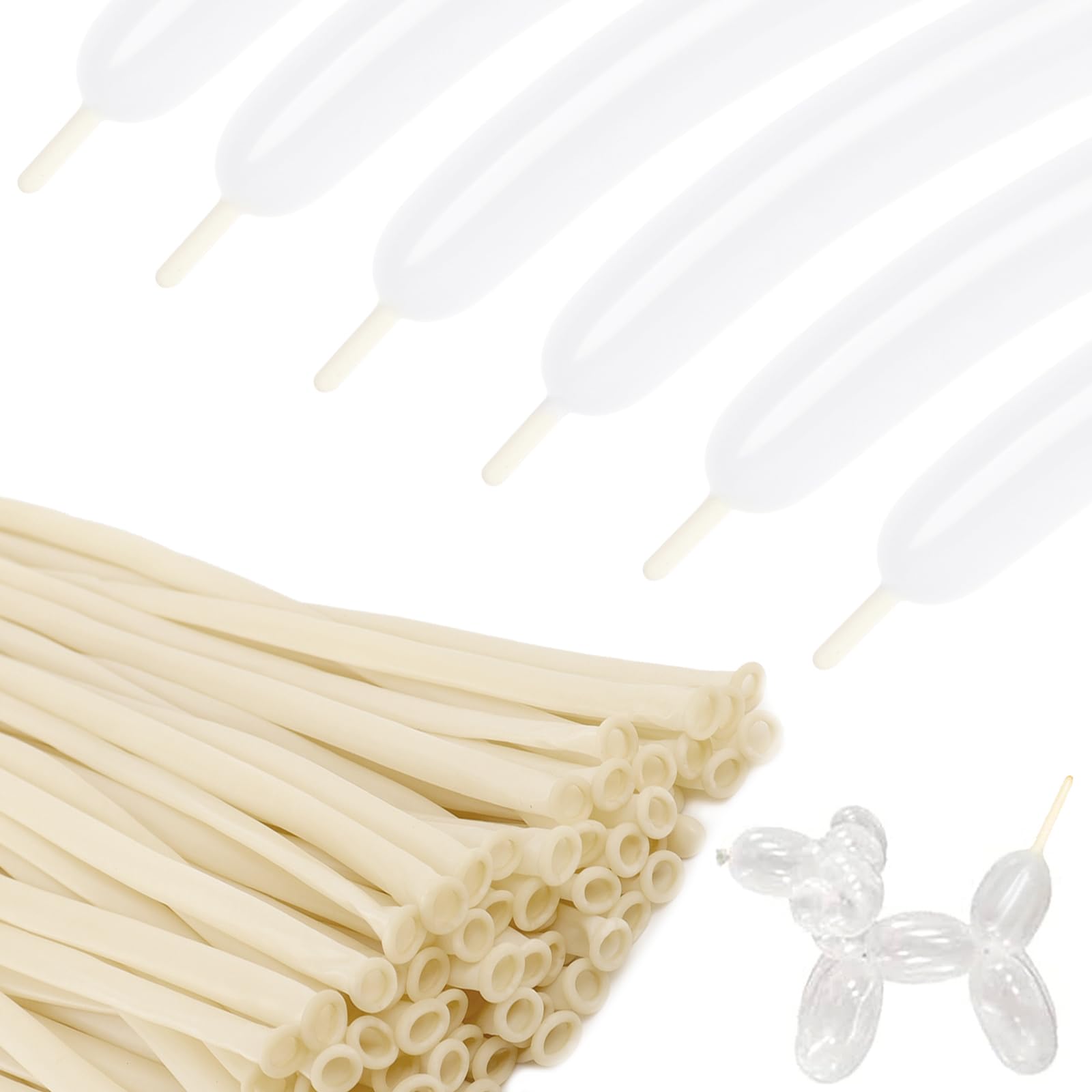 Photo 1 of 260 Balloons - Clear Long Balloons for Tying Balloon Arch | 100Pcs Skinny Stretchy Tie Balloons for Animal Making, Twisting, Attaching & Long Balloon Tying