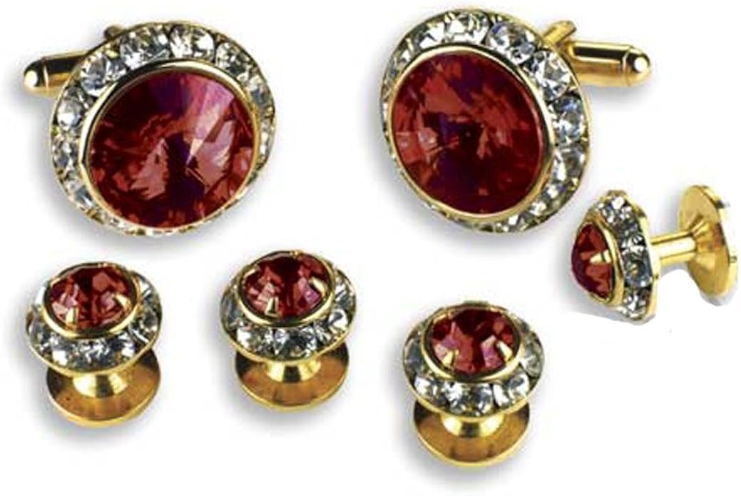 Crystal Cufflinks and Studs with Ruby Center Amazon.ca Jewelry