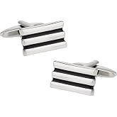 Cuff-Daddy Black Silvertone Lined Cufflinks with Presentation Box