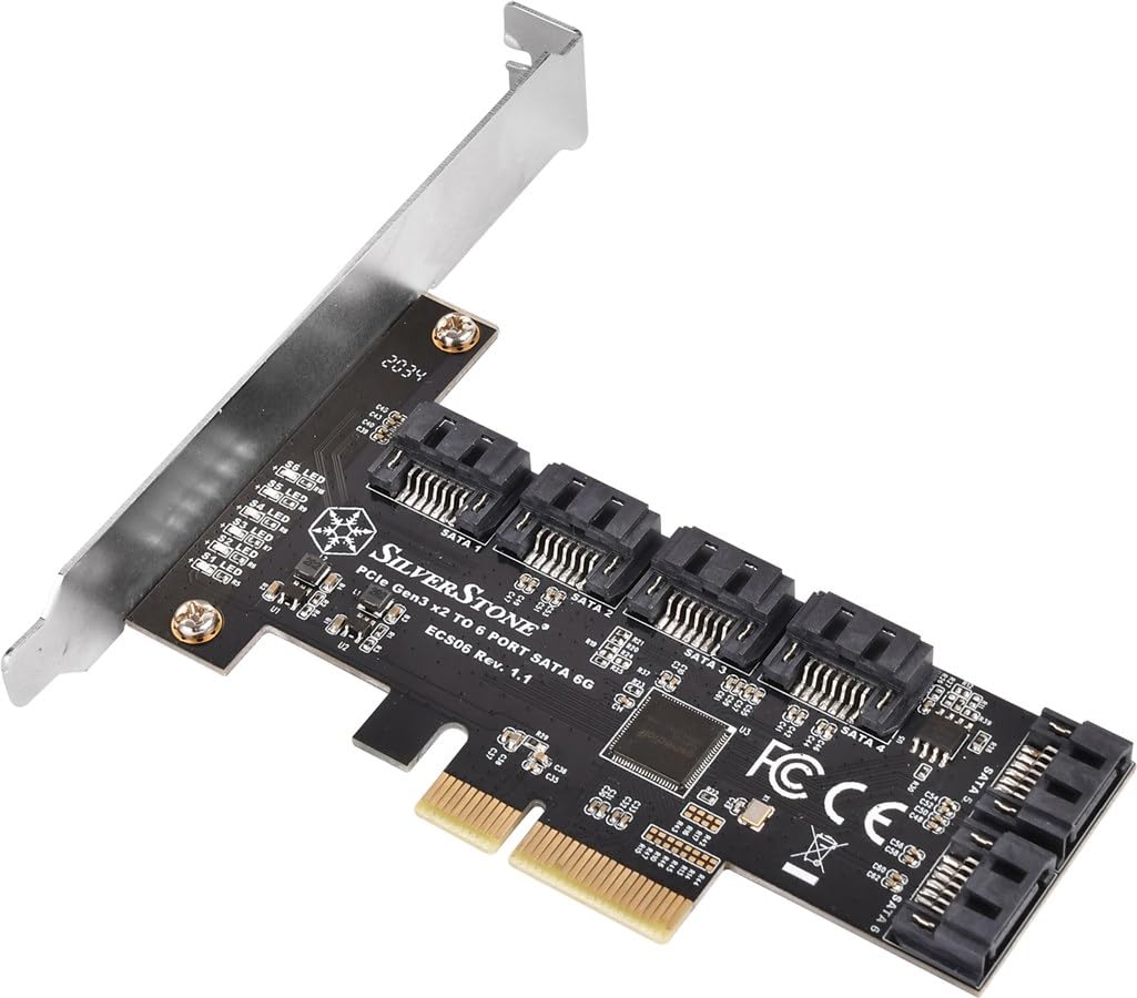 SilverStone Technology ECS06, 6 Ports SATA Gen3 (6Gbps) Non-RAID PCI Express Gen3 x2 card, SST-ECS06