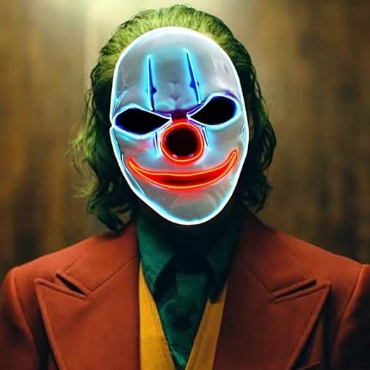 Amazon Co Jp ジョーカーマスククールledピエロコスプレ衣装 赤い鼻ネオンelワイヤーライトアップカーニバルハロウィーンフェスティバルコスチュームコスプレパーティー ホーム キッチン