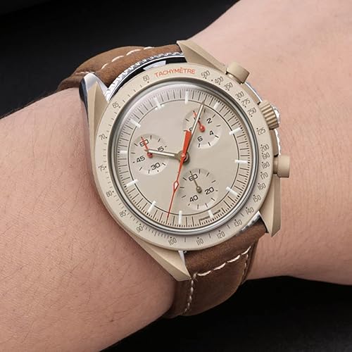 Bands for Moonswatch Watch,Leather Strap Compatible with Omega X Swatch  Moonswatch Speedmaster/Rolex/SEIKO Etc