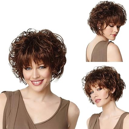 Amazon Com Fashion Human Wigs 1 Piece Short Curly Wigs For White