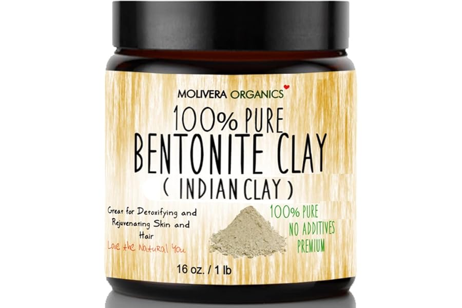 Molivera Organics Premium 1 lb Bentonite Clay Pure, Natural Detoxifying Clay for Face Masks, Hair Care & More – Best Healing Clay – USA Made