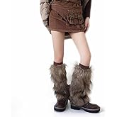 Women's Fuzzy Leg Warmers, Soft Warm Fur Boot Covers for Women, Furry Shoes Covers for Christmas Halloween Party Costume