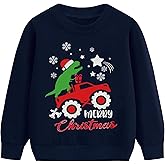 TBBCWWQY Toddler Boys Christmas Sweatshirt Kids Santa Dinosaur Penguin Shirt Xmas Pullover Sweater Long Sleeve Tops 1-7T