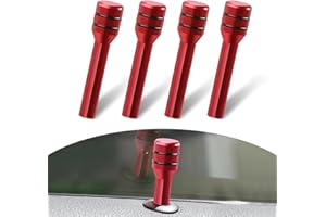 cerfioo 4 PCS Car Door Lock Knob, 1.92" x 0.47" Alloy Multi-Function Interior Door Lock Pull Pin, Car Decor Modification Accessory, Universal Size Suits for Most Cars, Trucks, SUVs, RVs (Red)