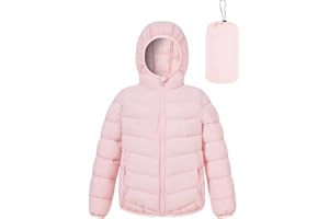 Lovekider 4-12 Years Girls Winter Coats Packable Lightweight Hooded Puffer Jackets with Zipper Pocket