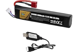 HHZ Itexkun 11.1V 2000mAh Airsoft Battery 30C Rechargeable LiPo Dean T Plug 452096 for Guns Rifle with USB Cable (3S 452096)